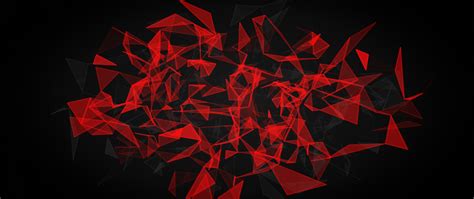 Download 2560x1080 Wallpaper Red Pattern Polygons