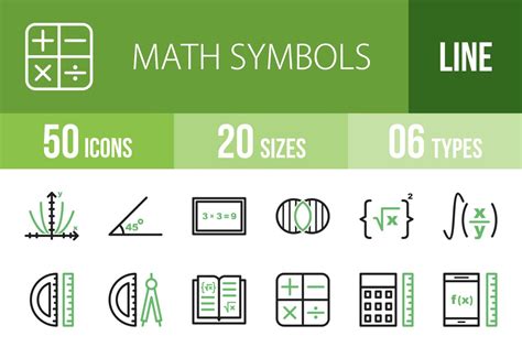 Here we have given list of mathematics symbols. 50 Math Symbols Green & Black Icons ~ Icons ~ Creative Market