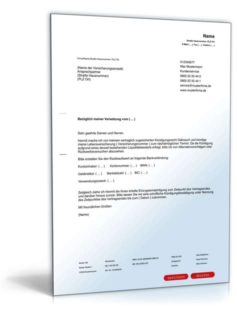 Abschluss das kündigungsschreiben muss eigenhändig mit ihrer unterschrift in handschrift unterzeichnet werden. Kündigung Lebensversicherung | Muster zum Download