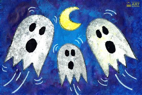 New Lesson Spooky Ghosts Online Art Lesson By Easy Peasy Art School
