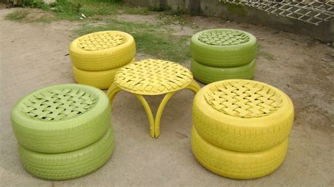 Recycled Tyre Furniture Jardines con llantas Sillas de neumáticos Reciclaje de llantas