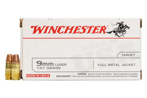 Winchester 9mm Luger 147 Gr Fmj Flat Nose 50box Sportsmans Outdoor