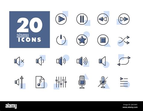 Multimedia User Interface Vector Icons Set Graph Symbol For Music And