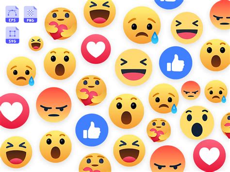 Facebook Reactions Icons Pack Eps Svg Png Search By Muzli