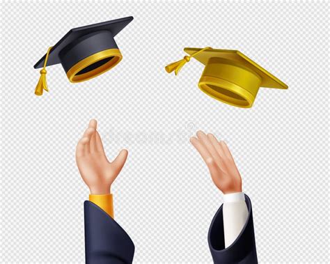 Students Throw Up Graduation Caps In Air Stock Vector Illustration Of
