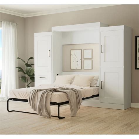 Bestar Edge Full Wall Bed With Two 25 Storage Units In White Walmart