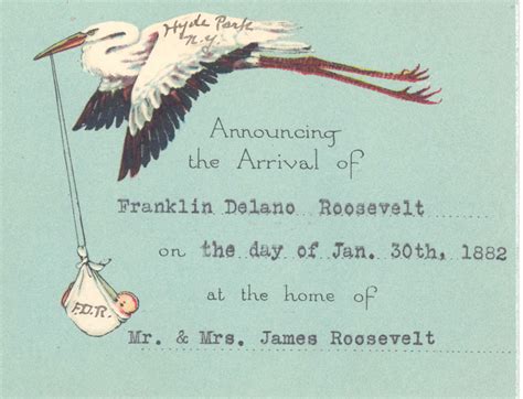 Franklin D Roosevelts Birth Announcement Forward With Roosevelt