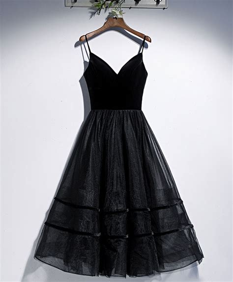 Black A Line V Neck Lace Shortmini Prom Dress Black Puffy Homecoming