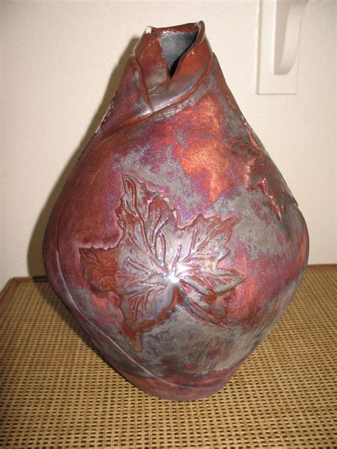 Raku Fired Handbuilt Vessel Pottery Raku Vase