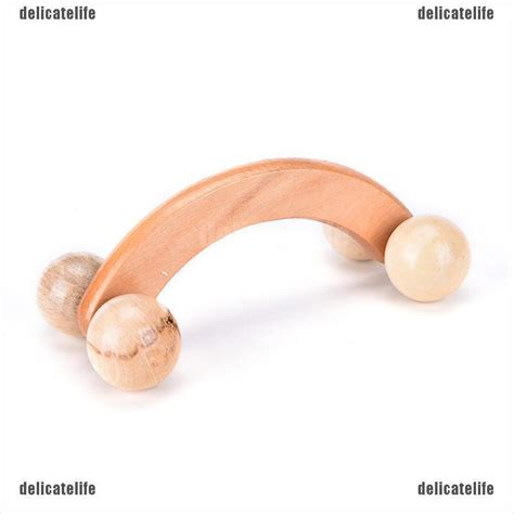 Delicatelife Handheld Wooden Roller Massager Tool Reflexology Hand Foot Back Body Therapy