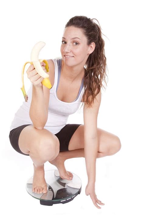 Young Woman Biting Banana Isolated On White Stock Image Image Of Natural Beauty 29550085