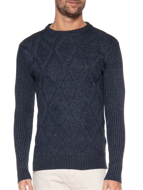 Suéter Masculino Tricot Texturas Basiq Men Azul Oqvestir