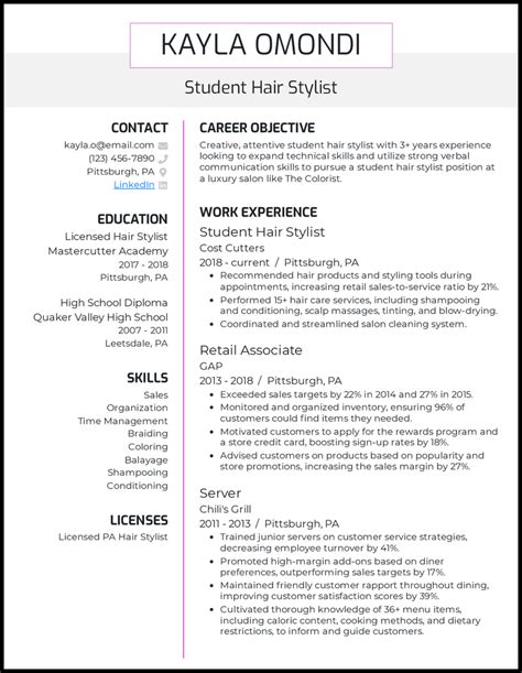 7 hair stylist resume examples that worked in 2024