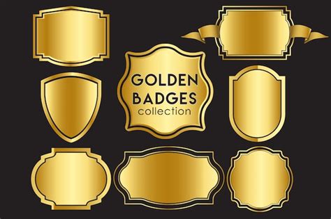 Golden Badges Collection Premium Vector