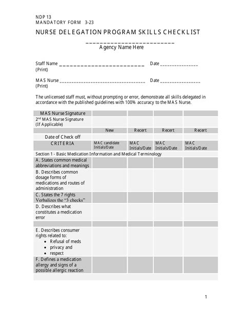 Form Ndp13 Download Printable Pdf Or Fill Online Nurse Delegation