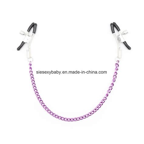 Bdsm Bondage Restraints Purple Chain Nipple Clamps Sex Toys For Adult Game Sjn028 China Nipple