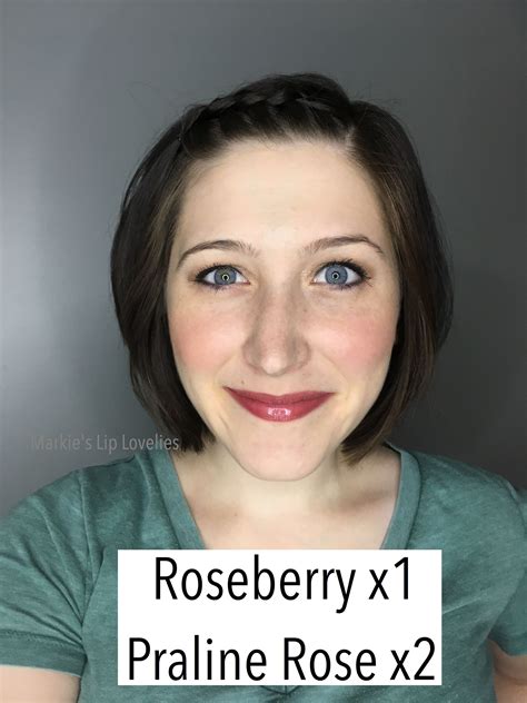 Roseberry Lipsense One Layer And Praline Rose Two Layers With Glossy