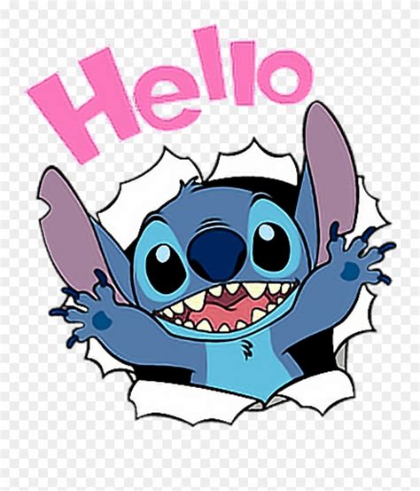 Stitch Disney Hello Cute Liloandstich Freetoedit Clipart 136123