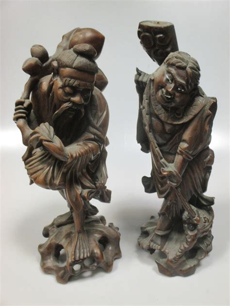 Chinese Carved Wood Figures Of The Immortals 6 In Cheffins Fine Art