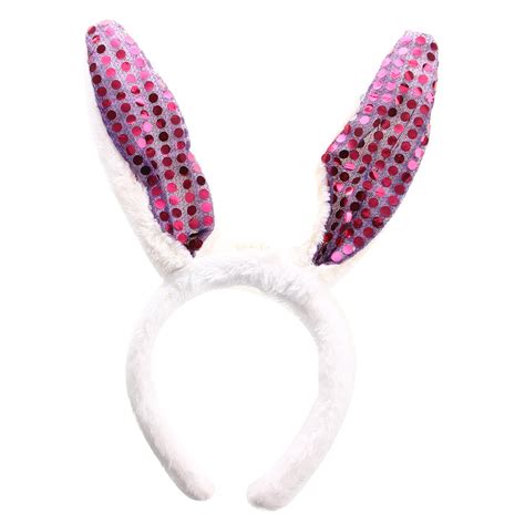 Kid Flash Led Light Sequins Plush Bunny Rabbit Ears Headband Hairband