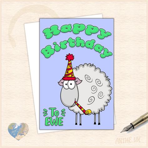 Happy Birthday To Ewe Sheep Card Folksy