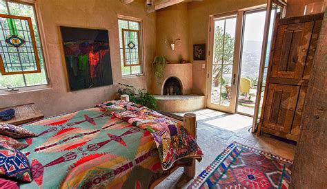 Inside This Santa Fe Desert Pueblo Home Bright Colors Are Painted On A