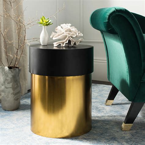 Luxe Round Side Table In Black In 2020 Gold Side Table Round Metal