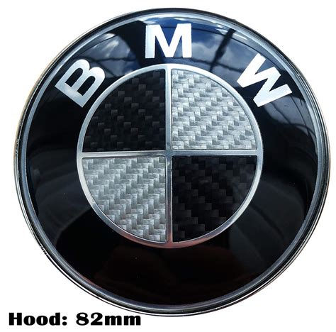Bmw Emblem Black And White Carbon Fiber Emblem 82mm Hood Badge And 74mm