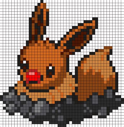 Eevee And Diglet Fusion Kandi Pattern Pixel Art Pokemon Pixel Art