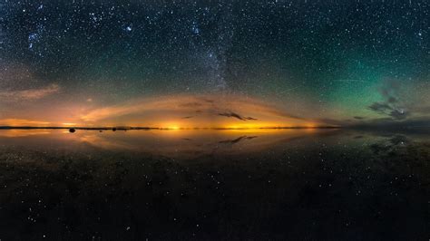 Wallpaper Salt Lake Beautiful Night Sky Stars Water Reflection