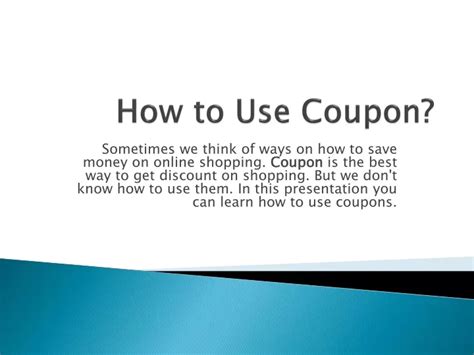 Ppt How To Use Coupons Powerpoint Presentation Free Download Id