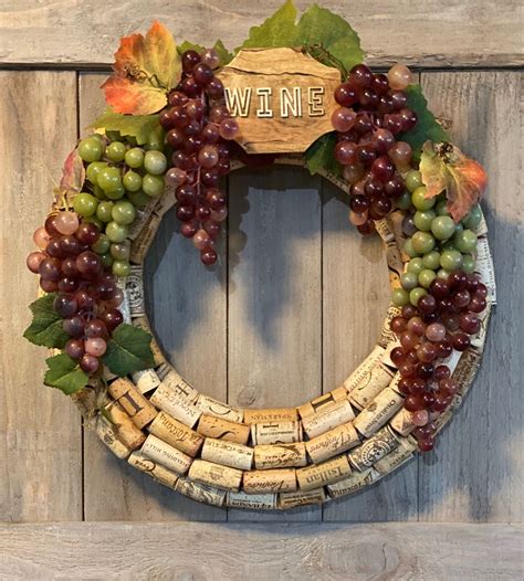 Wine Cork Wreaths Fall Wine Home Decor Corks Recycled Etsy Wine