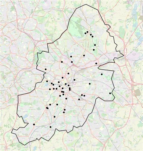 Boundary Of Birmingham Local Authority District Within Uk And