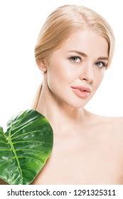 Attractive Naked Girl Green Tropical Leaf Stock Photo Shutterstock