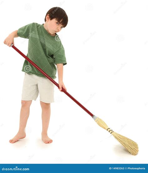 Boy With Broom Stock Image Image Of Cleaning Sweep 14983263
