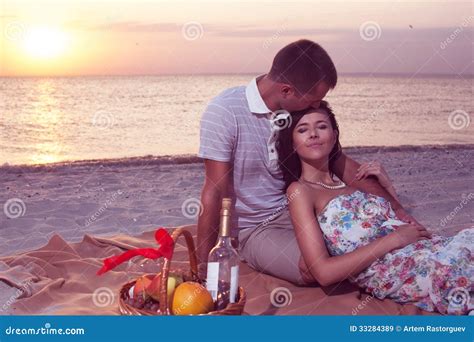 Passion Couple On The Beach Sunset Stock Image Image Of Romance