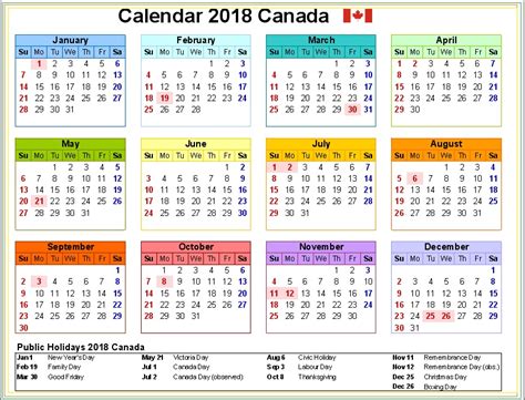 2018 Holidays Calendar Canada Latest Calendar
