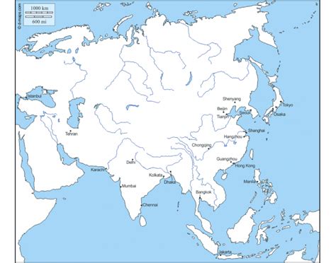 Vodstvo Ázie Slepá Mapa Quiz