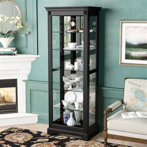 Two wooden platforms with a mirrored back reflect every detail. Napier Lighted Curio Cabinet in 2020 | Dining room storage ...