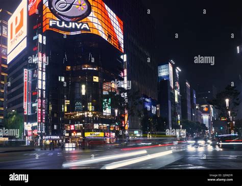 Ginza Avenue At The Night Lighting Tokyo Japan Stock Photo Alamy