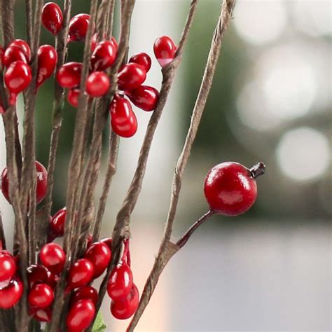 For those interested in botany and gardening, or images and information of berries. Artificial Red Pip Berry Stem - Pip Berries - Primitive Decor