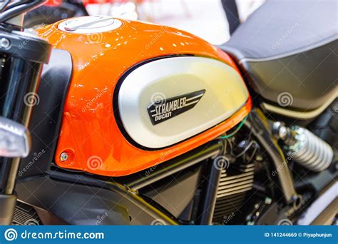 Closeup Logo `ducati Scrambler` Motorcycle Ducati Monster At