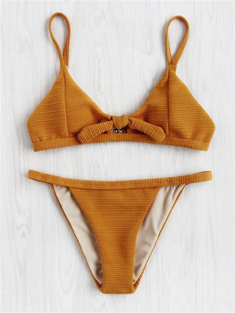 Shop Bow Detail Bikini Set online. SheIn offers Bow Detail Bikini Set