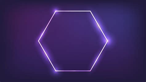 Neon Hexagon Frame With Shining Effects On Dark Background Empty
