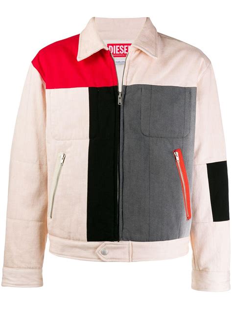Diesel Red Tag Cotton Colour Block Jacket For Men Save 68 Lyst