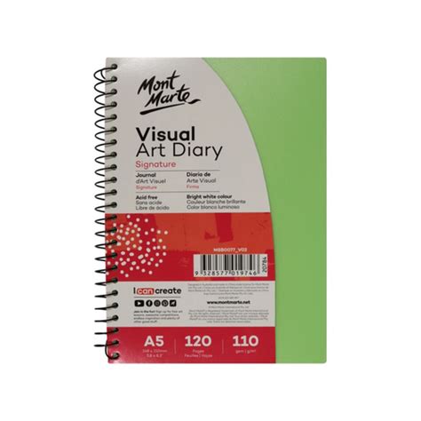 Mont Marte Signature Visual Art Diary Plastic Coloured Cover 110gsm A5