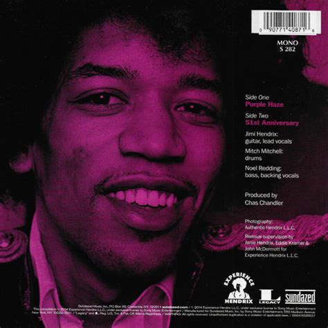 Jimi Hendrix Experience Purple Haze 51st Anniversary Amerikaanse Vinyl On 45