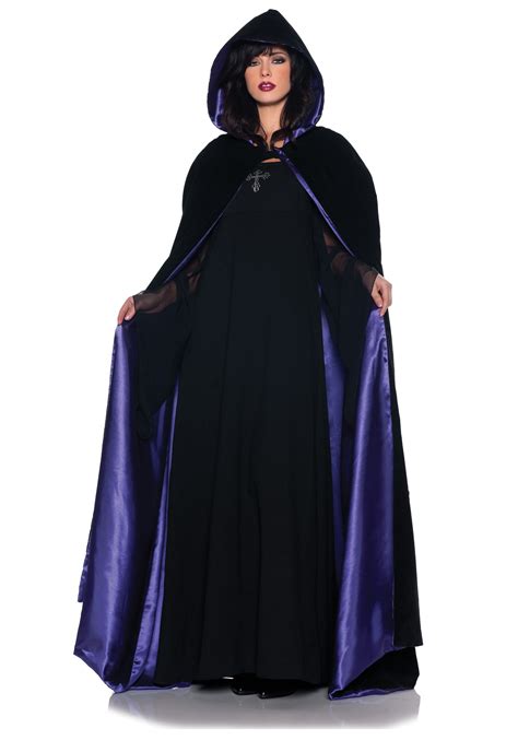 Adult Deluxe Velvet And Satin Hooded Cape
