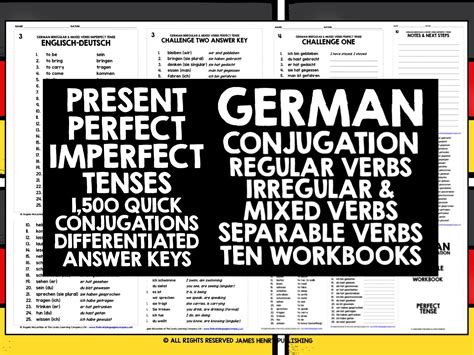 German Verbs Conjugation Present Perfect Imperfect Tenses Teaching