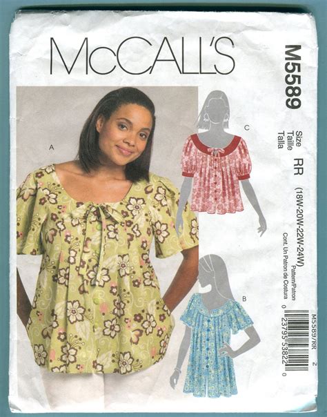 Mccalls Top Peasant Blouse Sewing Pattern View C Only Etsy
